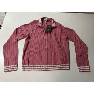 St. John Sport Reef Tweed Full Zip Wool Blend Sweater Cardigan Womens Size L NWT